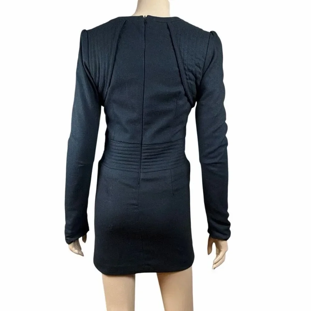 Kova & T size 2 Black Structured Puff Sleeve Mini Dress Bodycon Designer (102)
